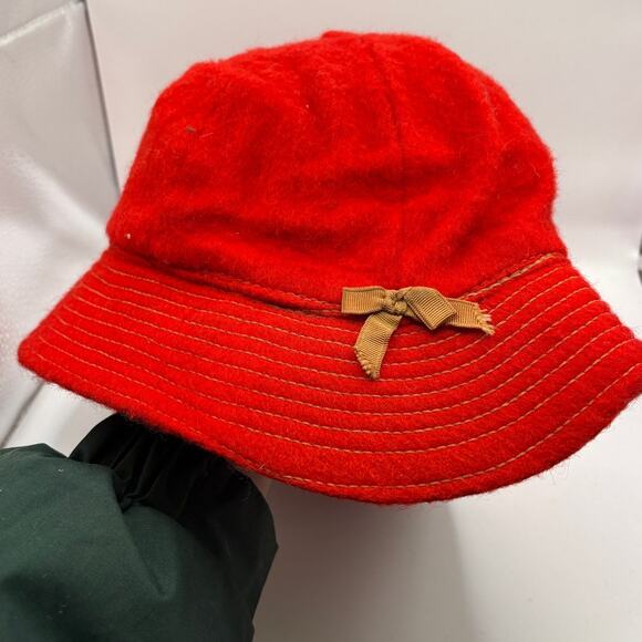 Vintage 50s Woolrich Bucket Hat Womens Size 7 1/8 Red Felt Wool Boho Outdoor main image 7